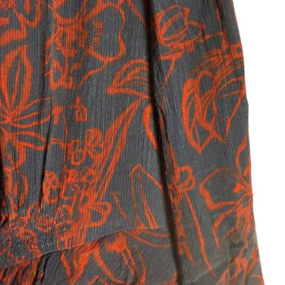 Jason Wu Navy Red Floral Print Tie Neck Long Sleeve Midi Shirt Dress Size 8 - Picture 10 of 16